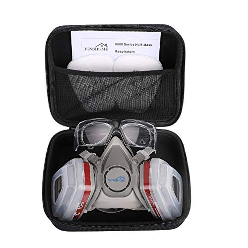 Product Cover Yinshome Respirator Mask(Plus Safety Glasses and Hard Travel Case),Gas Mask Respirator with Filter as Paint Mask,Chemical Mask for Breathing Protection Respirator Against Dust,Organic Vapors,Chemicals