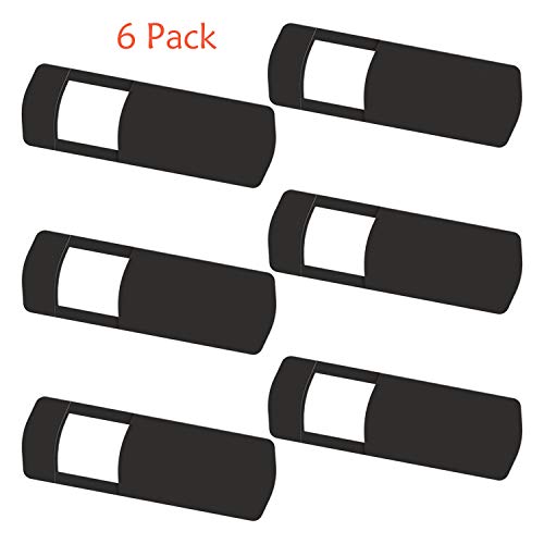 Product Cover 6 Pack Laptop Camera Cover Slide Sticker, Ultra-Thin Webcam Cover Slider Blocker for Laptop MacBook Pro Surface Tablet PC iPad AIO Desktop Computer iPad Echo Show Phones Protect Privacy - Black