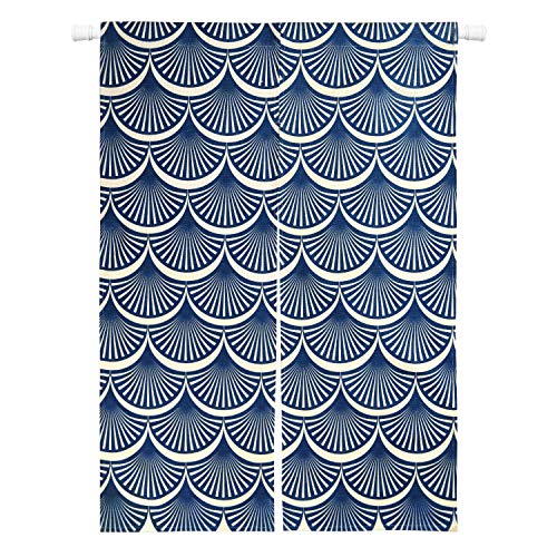 Product Cover Krelymics Japanese Noren Curtain Tapestry, Blue Ginkgo Pattern Doorway Curtain, Cotton Linen Door Curtains Dividers for Home Kitchen Bedroom Bathroom Living Room Office (33.5 W x 47.2 L inches)