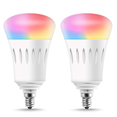 Product Cover LED Smart Candelabra Base E12 Bulbs, LOHAS A19 Bulb Dimmable Wi-Fi LED Lights, 60W LED 810LM APP Controlled RGB Color Changing, No Hub Required Smart Light Bulb Works with Alexa Google Home, 2 Pack