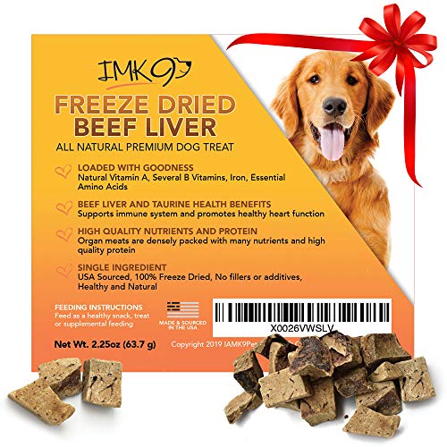 Product Cover All Natural Beef Liver Treats Freeze Dried - High in Protein and Vitamins - 100% Pure Premium Beef, Grain Free - No Additives, Preservatives, Gluten, or Soy - For Dogs and Puppies - Made in the USA