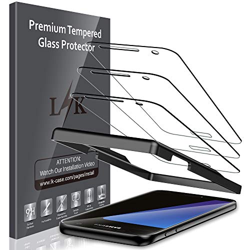 Product Cover LK [3 Pack] Screen Protector for Samsung Galaxy S7 Tempered Glass (Easy Installation Alignment Frame) HD Clear, 9H Hardness, Anti Scratch, Case Friendly