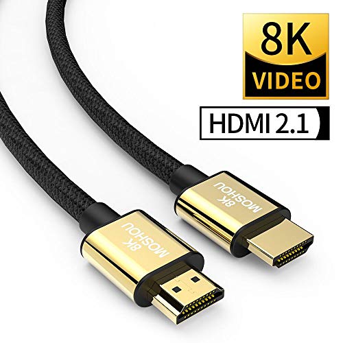 Product Cover SIKAI MOSHOU Ultra High Speed HDMI 2.1 Cable 8K 60Hz, 4K 120Hz, 3D Ultra HDR 48Gbps HiFi eARC Dolby Atmos HDCP2.2 HDMI Cable Compatible with Samsung QLED 8K Q900 TV, TCL Roku TV, VIZIO TV (3 Feet)