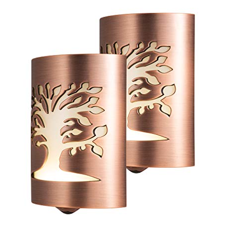 Product Cover GE CoverLite LED Night Light, 2 Pack, Plug-in, Dusk to Dawn Sensor, Home Decor, UL-Listed, Ideal for Kitchen, Bathroom, Bedroom, Office, Nursery, Hallway, 46458, Oil Rubbed Bronze | Tree of Life, 2