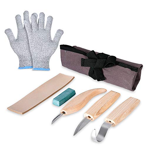 Product Cover RavenWolf Wood Carving Tools Set with Traditional Pocket Knife Art Glove Woodcarving Kit for Soap Wax Whittling Kit Herramientas de Talla de Madera