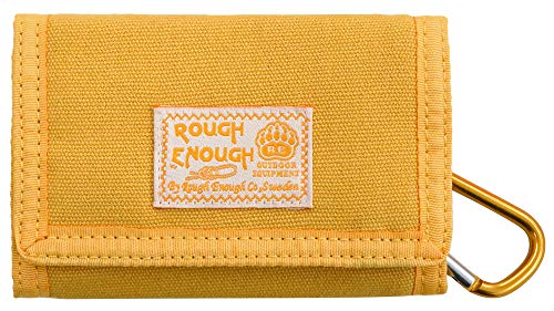 Product Cover Rough Enough Small Yellow Canvas Card Wallet for Kids Boy Women Girl Men Teen Coin Purse Pouch Organizer Case with Zipper Credit Card Holder in Mustard for Sport School Outdoor Travel Casual Fancy