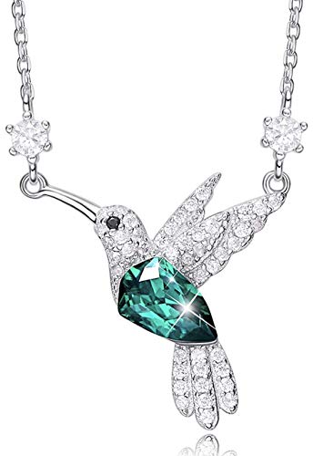 Product Cover CDE Christmas Necklace Gifts for Women Hummingbird Necklaces S925 Sterling Silver Necklaces for Women Embellished with Crystals from Swarovski Jewelry for Women, Animal Necklace Gifts for Ladies Girlfriend and Mom