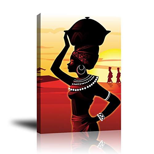 Product Cover Premium Canvas Wall Art, Prints African Woman Decor Photo Paintings, Decorative Artwork for Bedroom Home Office Framed Ready to Hang 16