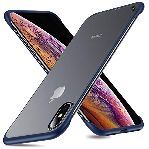Product Cover MSVII Frameless for iPhone Xs Max Case,Slim Translucent Matte Texture Design Hard PC Back Cover TPU Shock Bumper Corners for iPhone Xs Max,6.5 Inch with Ring, Blue