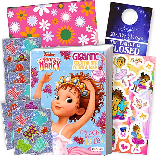 Product Cover Disney Studios Fancy Nancy Coloring Book and Stickers Gift Set - Bundle Includes Gigantic 192 pg Coloring Book, Stickers, and 2-Sided Door Hanger - in Specialty Gift Bag (Fancy Nancy)