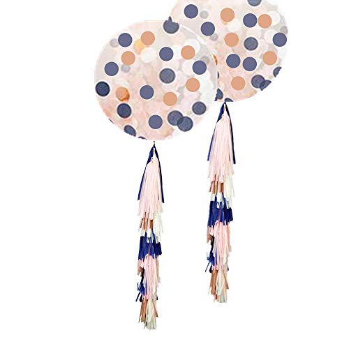 Product Cover Fonder Mols 36inch Navy and Rose Gold Confetti Balloons Decorations Kit with Tassel Garland Tails for New Years Eve Party Supplies, Festival Party Decorations, Graduation Events, Anniversary, Wedding Balloons, Jumbo Giant Balloons(Set of 2)