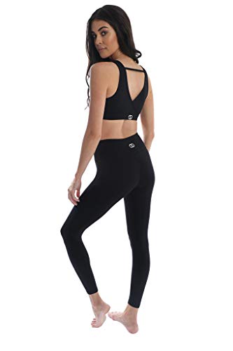 Product Cover Mid Waisted Yoga Pants for Women, Breathable Compression Leggings with Key Pocket Tummy Control, Premium Workout Pants, Extra Flexible Stretch for Running, Dancing, Weightlifting Black