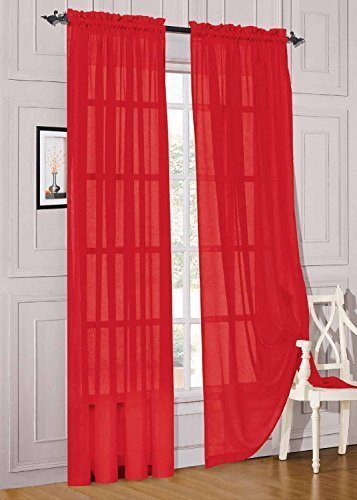 Product Cover Jasmine Linen 2 pc Sheer Luxury Curtain Panel Set for Kitchen/Bedroom 84