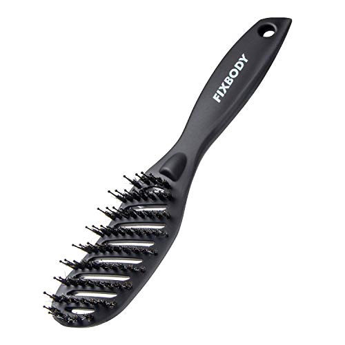 Product Cover FIXBODY Vented Brush with Boar Bristle for Blow Drying, Styling and Solon, Curved Design Detangling Hair Brush for Men and Women, Massage Scalp and Added Extra Volume