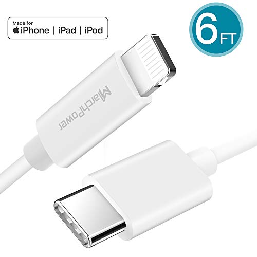 Product Cover Marchpower iPhone Fast Charger USB C to Lightning Cable - 6ft Apple MFi Certified - Fast Charging Syncing Cord Supports Power Delivery with Type C Compatiable for iPhone 11 Pro Max X XS XR 8 Plus