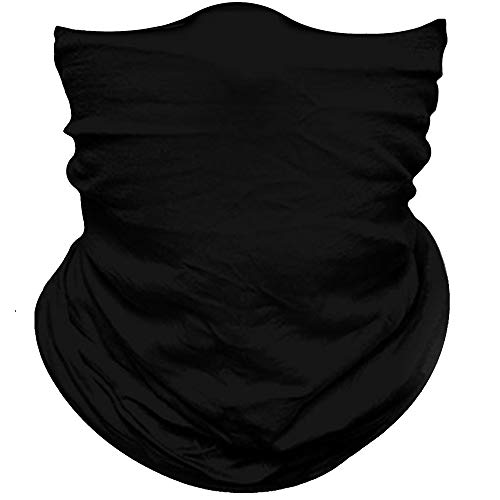 Product Cover Obacle Neck Gaiter Face Mask for Sun Dust Wind Protection Seamless Face Mask Headband Bandana for Men Women, Lightweight Thin for Motorcycle Fishing Hunting Outdoor Sport Raves (Solid Black)