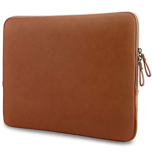 Product Cover MOSISO Laptop Sleeve Compatible with 13-13.3 Inch MacBook Air/MacBook Pro Retina/2019 2018 Surface Laptop 3/2/Surface Book 2, PU Leather Super Padded Bag Waterproof Protective Case, Brown