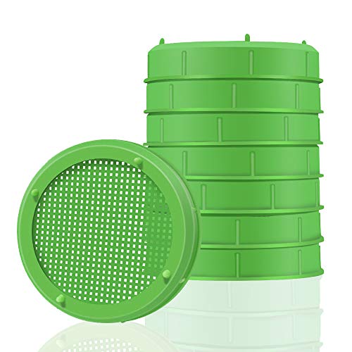 Product Cover Picowe 8 Pack Plastic Sprouting Lids, Sprouting Jar Strainer Lid, for 86mm Wide Mouth Mason Jars, Canning Jars, Suit for Grow Bean Sprouts, Alfalfa, Salad Sprouts etc.
