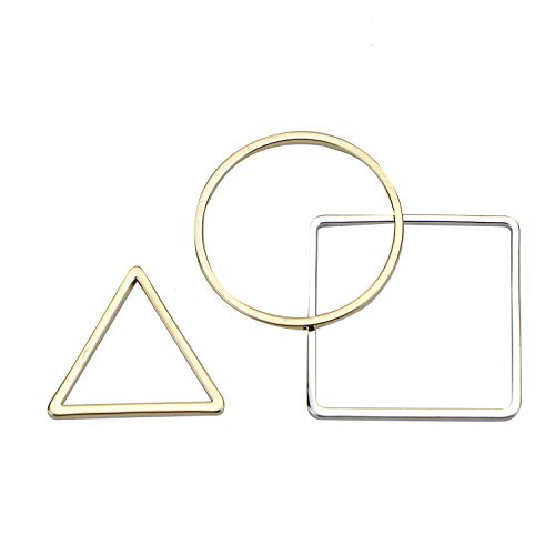Product Cover Monrocco 30 Pcs 18K Gold Plated Beading Hoop Earring Finding with 3 Shape, Geometric Pendant Connector Charms for Earrings Necklace Bracelet Jewelry Making (Triangle & Square & Circle)
