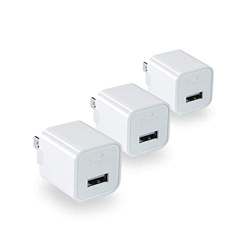 Product Cover TXRICH USB Wall Charger, 5V/1A 3-Pack (ETL Listed) Charger Brick Base Adapter Charging Block Charger Cube Plug Charger Box.(A-White)