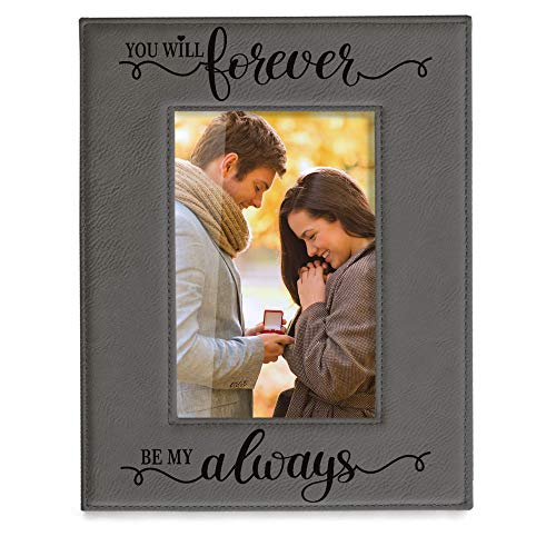 Product Cover KATE POSH You Will Forever by My Always Engraved Leather Frame - Engagement, Wedding, 3rd Anniversary, I Love You Gifts for Couples (4x6-Vertical)