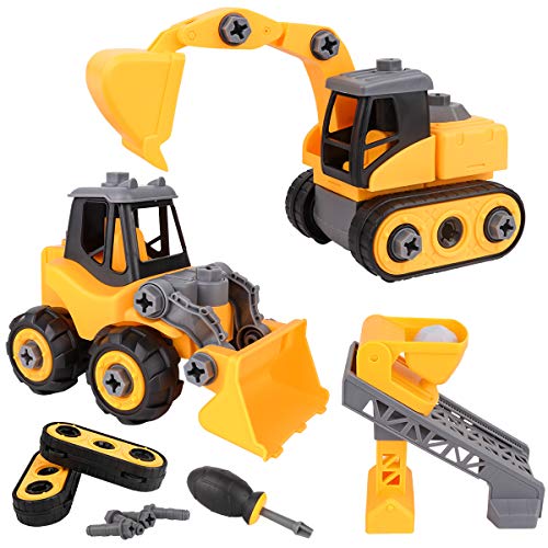 Product Cover Meland Construction Take Apart Trucks - 3 in 1 Assembly Construction Cars Toy Bulldozer, Excavator & Lift Play Set STEM Educational Gift for Toddlers Boys （Aged 3-10 Years Old）