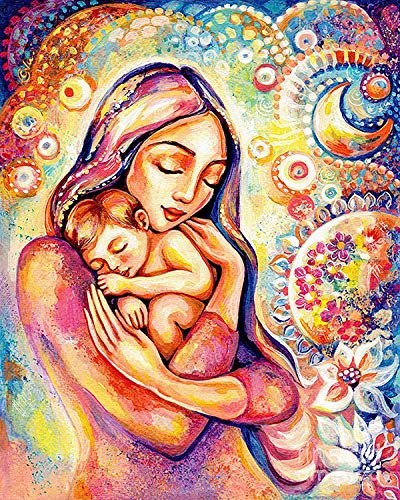 Product Cover KoKoWill 5D DIY Diamond Painting Kit for Adults Kids, Full Drill Round Crystal Rhinestone Embroidery Cross Stitch Home Wall Decor Art Craft Canvas,Mother and Baby,11.81 x 15.75 inch