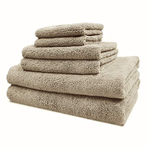 Product Cover Polyte Luxury Quick Dry Lint Free Microfiber Bath Towel Set, 6 Piece (Beige)