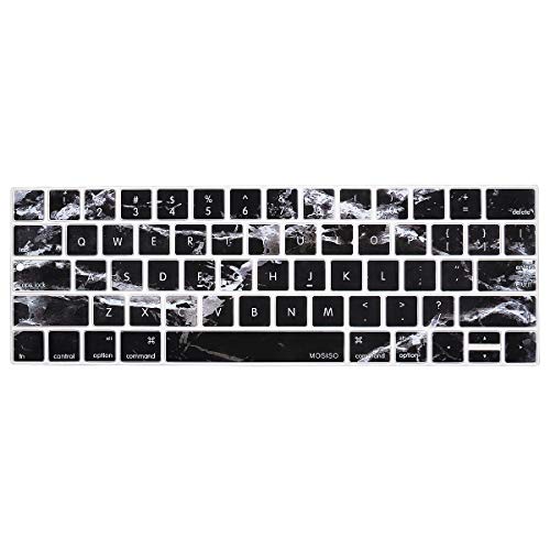 Product Cover MOSISO Keyboard Cover Compatible with MacBook Pro with Touch Bar 13 and 15 Inch 2019 2018 2017 2016 (Model: A2159, A1989, A1990, A1706, A1707), Silicone Skin Protector, Black Marble
