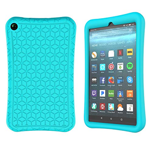 Product Cover TeeFity Silicone Case for All-New Fire 7 2019 Tablet - [The Diamond Series] Shockproof Light Weight Protective Kids Case for All-New Fire 7-inch Tablet (9th Generation, 2019 Release), Turquoise