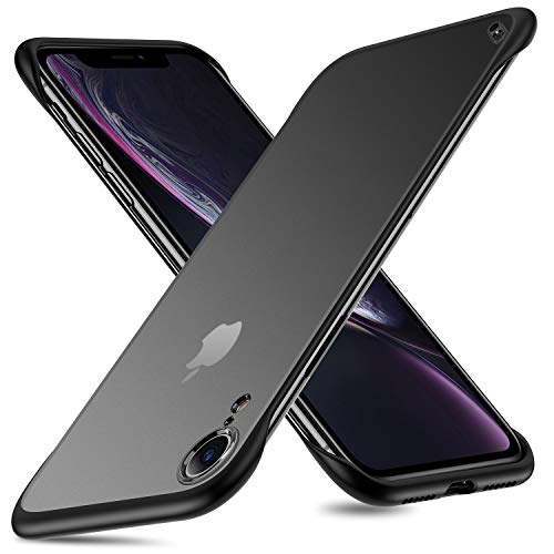 Product Cover MSVII Slim for iPhone XR Cases, Frameless Design Translucent Matte Texture Hard PC Back Panel and TPU Shockproof Bumper Corners Cover for iPhone XR 6.1 Inch (Included Screen Protector and Ring), Black