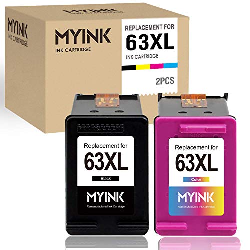 Product Cover MYINK Remanufactured Ink Cartridge for HP 63 XL 63XL 1 Black 1 Color, 2 Pack Fit Printer 4520 5255 3830 5258 4650 1112 4655 3630 3631 4652 4512 3632
