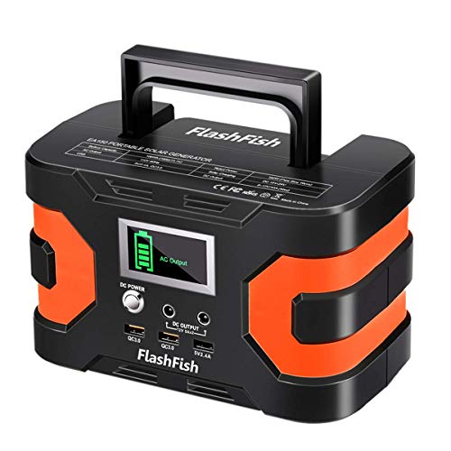 Product Cover 200W Peak Solar Generator, Flashfish 45000mAh Portable Power Station 150W Rated Power CPAP Backup Battery Pack with 110V AC/DC 12V/QC USB Port for Outdoors Camping Travel Fishing Hunting Emergency
