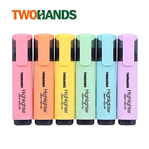 Product Cover TWOHANDS Highlighter,Chisel Tip,6 Assorted Pastel Colors, for Adults & Kids,with Large Ink Reservoir for Extra Long Marking Performance
