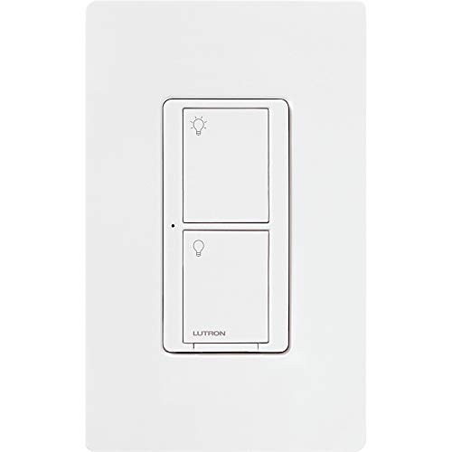 Product Cover Lutron Caseta Smart Home 5A Switch with Wallplate, Works with Alexa, Apple HomeKit, and Google Assistant | for Ceiling and Exhaust Fans, LED Bulbs, Incandescent and Halogen | PDW-5ANS-WH-A | White