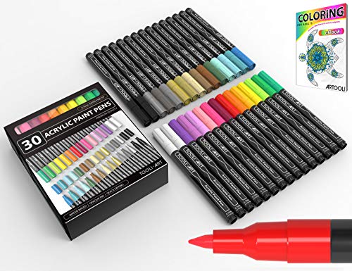 Product Cover TOOLI-ART 36 Acrylic Paint Pens Skin and Earth Tones Marker Set 0.7mm Extra Fine Tip For Rock Painting, Canvas, Most Surfaces. Non-Toxic, Quick Dry ...