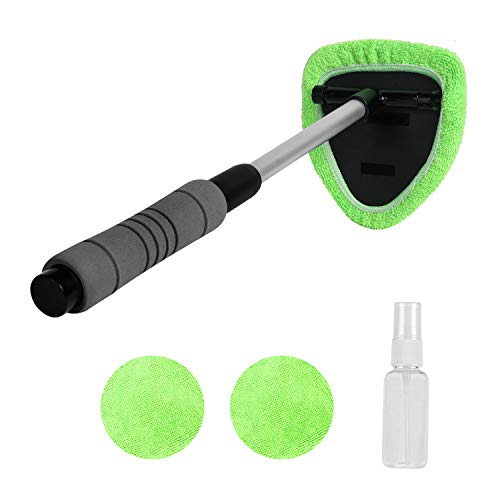 Product Cover XINDELL Windshield Cleaner Window Windshield Cleaning Tool with Extendable Handle and Washable Reusable Microfiber Cloth Auto Interior Exterior Glass Wiper Car Glass Cleaner Kit (Extendable)