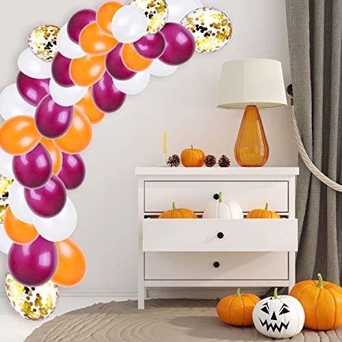 Product Cover 113Pcs Balloon Arch Garland Balloon Garland Kits with 16ft Balloon Strip Tape, 1pc Tying Tool and 100 Dot Glue for Wedding Birthday Graduation Anniversary Party Decorations (Claret-Orange)