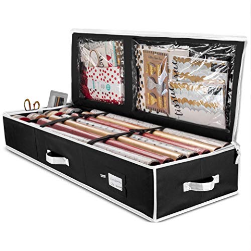 Product Cover ZOBER Premium Wrap Organizer, Interior Pockets, fits 18-24 Standers Rolls, Underbed Storage, Wrapping Paper Storage Box and Holiday Accessories, 40