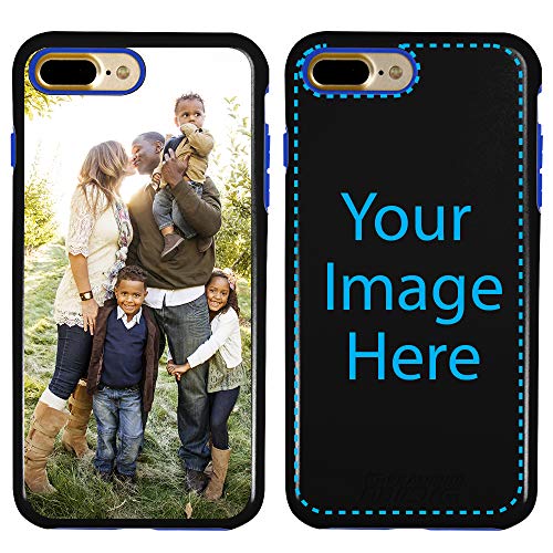 Product Cover Custom iPhone 7 Plus / 8 Plus Cases by Guard Dog - Personalized - Make Your Own Protective Hybrid Phone Case. Includes Guard Glass Screen Protector. (Black, Blue)