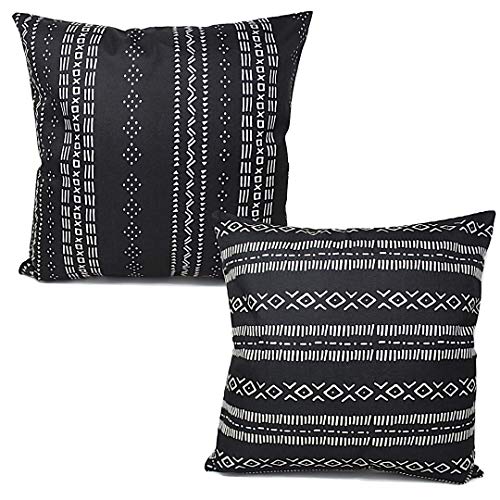Product Cover The Southern Jarring Co. Boho Throw Pillow Covers - 18x18 Decorative Mudcloth Cushion Cases for Couch or Bed - Inserts NOT Included - (Leal/Omari, 2-Pack)