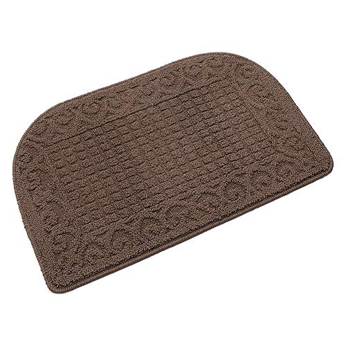 Product Cover 27X18 Inch Anti Fatigue Kitchen Rug Mats are Made of 100% Polypropylene Half Round Rug Cushion Specialized in Anti Slippery and Machine Washable (Brown 1 pc)