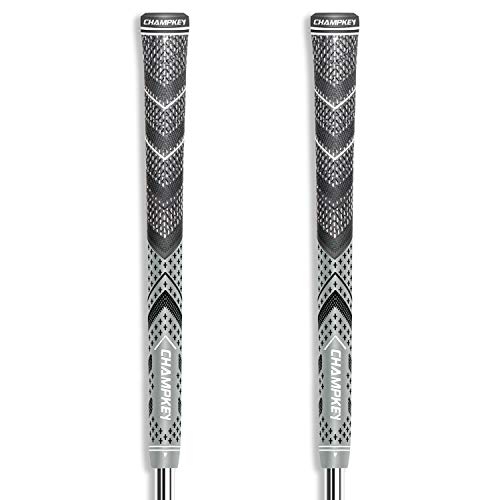 Product Cover Champkey Victor Golf Grips Set of 2(Free 2 Tapes & Clean Cloth Included) - All Weather Cord Rubber Golf Club Grips Ideal for Clubs Wedges Drivers Irons Hybrids (Grey/Grey, Standard)