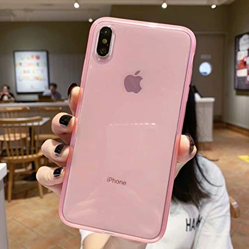 Product Cover iPhone X Clear Case/iPhone Xs Case,[Shock Absorption Absorber Designed]+Premium Flexible Silicone TPU Bumper, Slim Fit Crystal Cover Cases Anti-Scratch Full Protective Soft Transparent Case-Pink