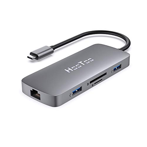 Product Cover USB C Hub, 8-in-1 USB C Adapter with 4K HDMI, 100W Power Delivery, USB 3.0 Ports, 1Gbps Ethernet Port and SD/TF Card Readers for MacBook/Pro/Air, Type-C Laptops, iPad Pro and More