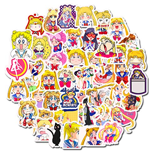 Product Cover Sailor Moon Anime Girl Stickers Laptop Stickers Waterproof Skateboard Snowboard Car Bicycle Luggage Decal 50pcs Pack