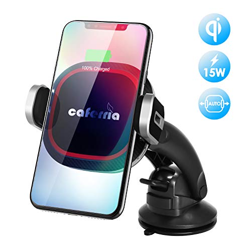 Product Cover Caferria Wireless Car Charger Mount 15W Fast Charging Qi Charger with Infrared Auto Clamping Windshield Dashboard Air Vent Phone Holder for iPhone X XR Xs Max 8 Plus Samsung Note 9/8 S9+ S8+ Edge S7