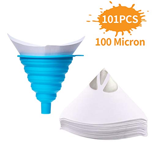 Product Cover Jeteven Strainer Cone Silicone Funnel Filter Tip Cone Shaped Fine Nylon Mesh Funnel W/Hooks Disposable (100pcs with 1pcs Silicone Funnel Filter)