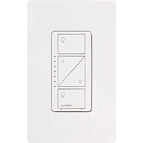 Product Cover Lutron Caseta Smart Home Dimmer Switch with Wallplate, Works with Alexa, Apple HomeKit, and the Google Assistant | for LED Light Bulbs, Incandescent Bulbs and Halogen Bulbs | PDW-6WCL-WH-A | White