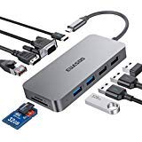 Product Cover USB C Hub,Type C Hub,EUASOO 10 in 1 Adapter with 1Gbps Ethernet,4K USB C to HDMI,VGA,Power Delivery Charging Port,2 USB3.0,2 USB2.0,SD/TF Card Reader for MacBook Pro,Chromebook,Other Type C Laptops
